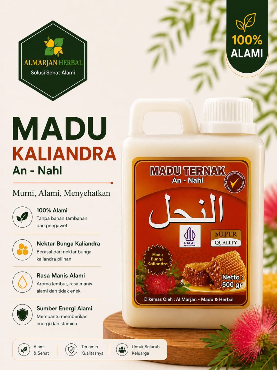 Jual MADU AN NAHL KALIANDRA 500 GR Asli - Al Marjan