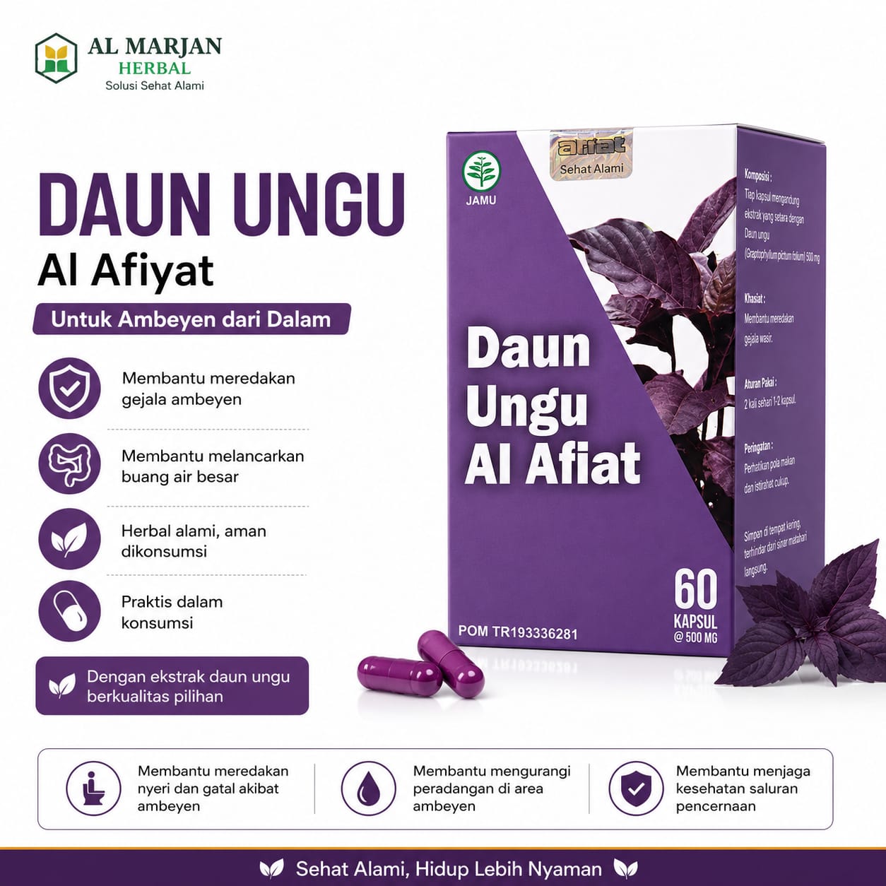 DAUN UNGU AL AFIAT 60 KAPSUL